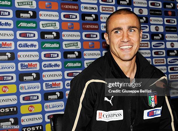 Fabio Cannavaro of Italy speaks with the media during a press conference on June 11, 2010 in Centurion, South Africa.