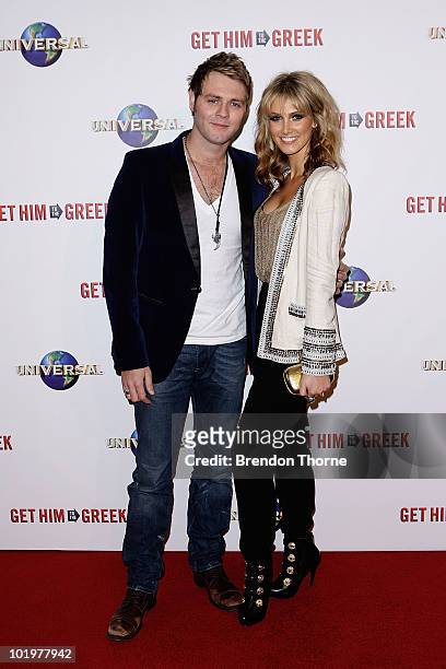 Delta Goodrem and Brian McFadden arrive at the premiere of "Get Him To The Greek" at Event Cinemas George Street on June 11, 2010 in Sydney,...