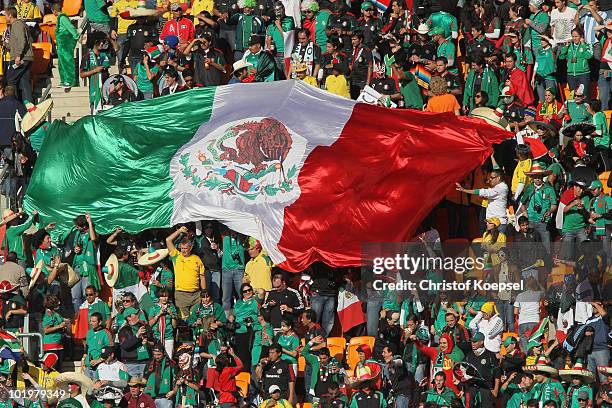 Mexican fans enjoys the atmosphere at the Opening Ceremony ahead of the 2010 FIFA World Cup South Africa Group A match between South Africa and...