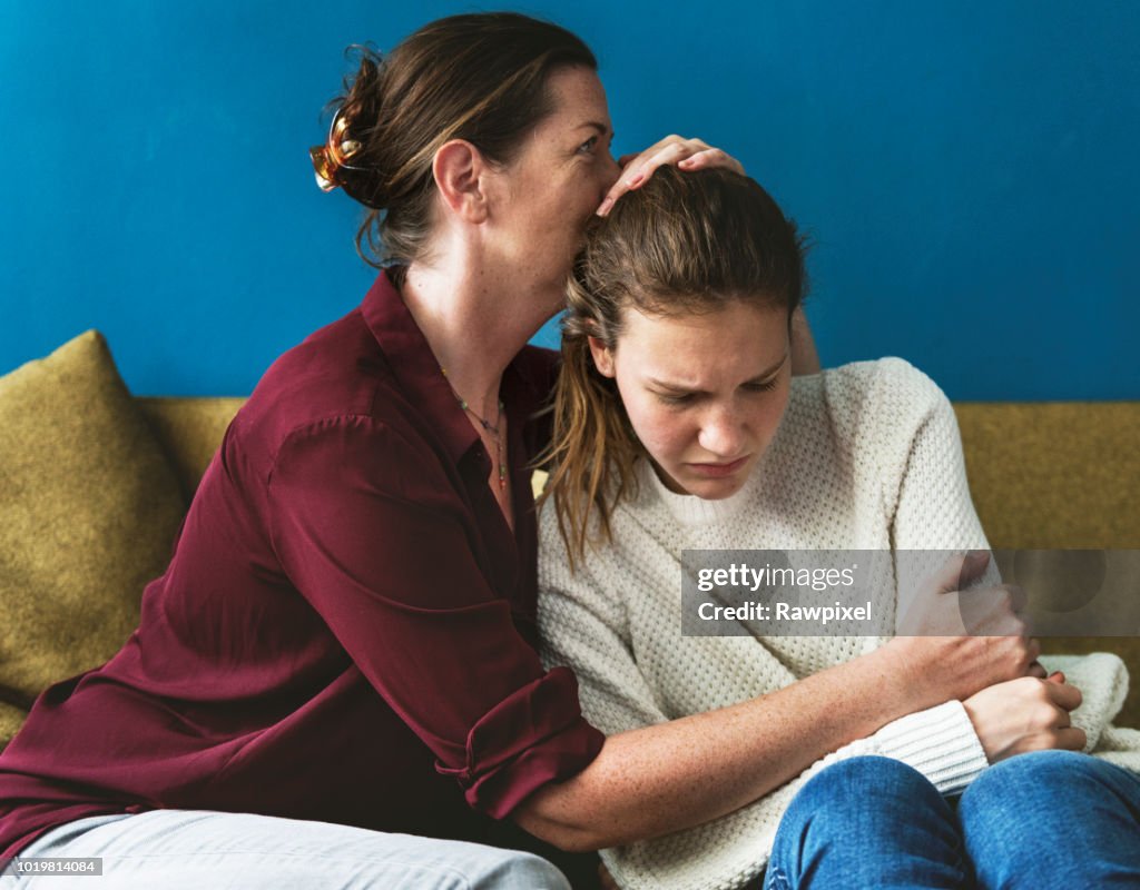 Mother and teenage daughter having an arguument