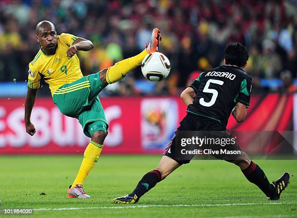 Katlego Mphela of South Africa in action during the 2010 FIFA World Cup South Africa Group A match between South Africa and Mexico at Soccer City...