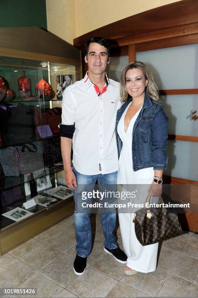 Spanish bullfightehr Jesulin of Ubrique poses with Maria Jose Campanario as he returns to bullfighting after seven years of retirement on August 19,...