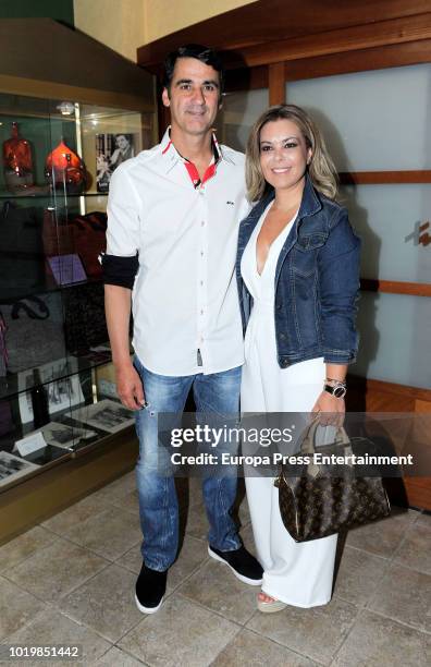 Spanish bullfightehr Jesulin of Ubrique poses with Maria Jose Campanario as he returns to bullfighting after seven years of retirement on August 19,...