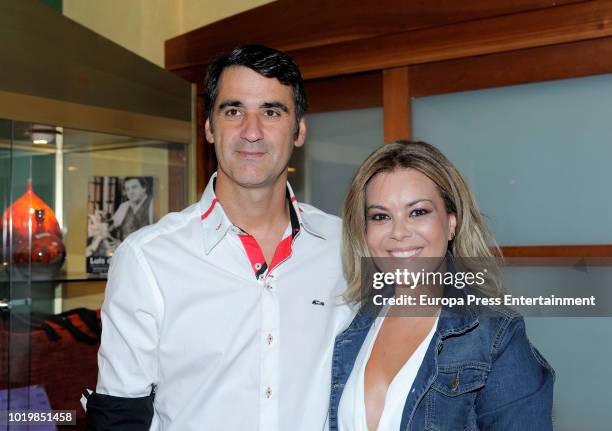 Spanish bullfightehr Jesulin of Ubrique poses with Maria Jose Campanario as he returns to bullfighting after seven years of retirement on August 19,...