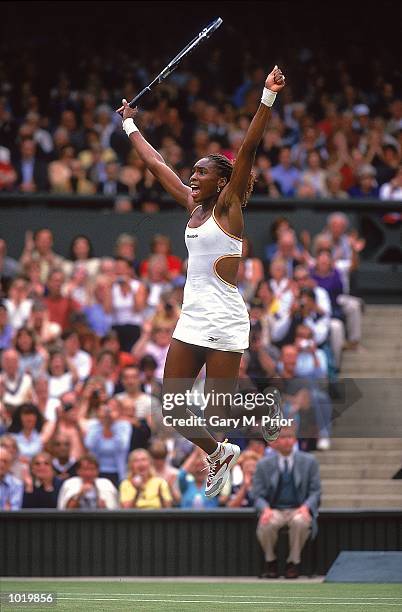 Venus Williams wins the womens single stitle at the Wimbledon Lawn Tennis Championship at the All England Lawn Tennis and Croquet Club, Wimbledon,...