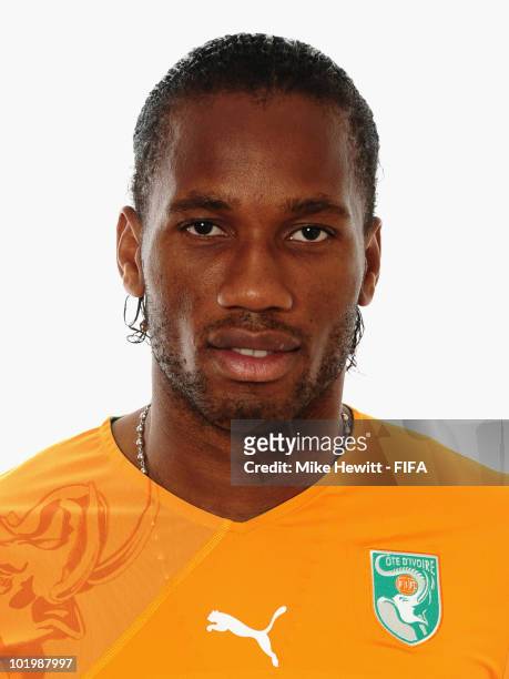 Didier Drogba of Ivory Coast poses for a portrait during the 2010 FIFA World Cup on June 11, 2010 in Vanderbijlpark, South Africa.