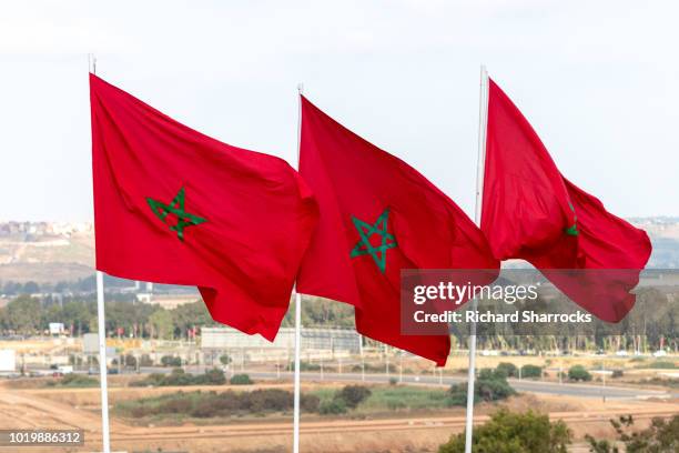 morocco national flags - marroquino imagens e fotografias de stock