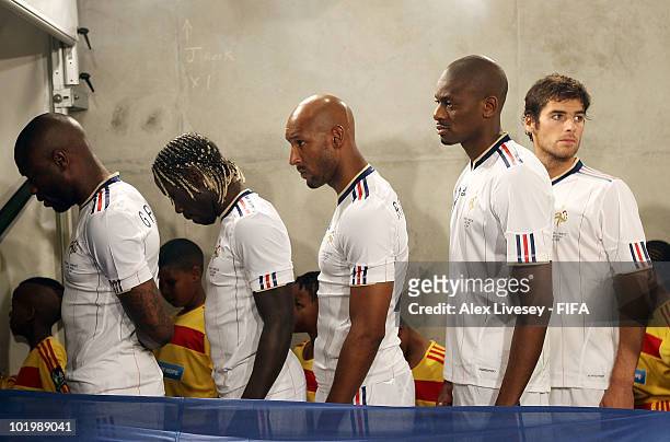 Players of France wait in the tunnel prior to the 2010 FIFA World Cup South Africa Group A match between Uruguay and France at Green Point Stadium on...