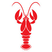 Red crawfish icon. Vector illustration.