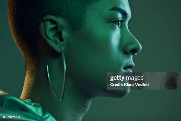 profile shot of beautiful young man, shot on studio - confidence studio shot stockfoto's en -beelden