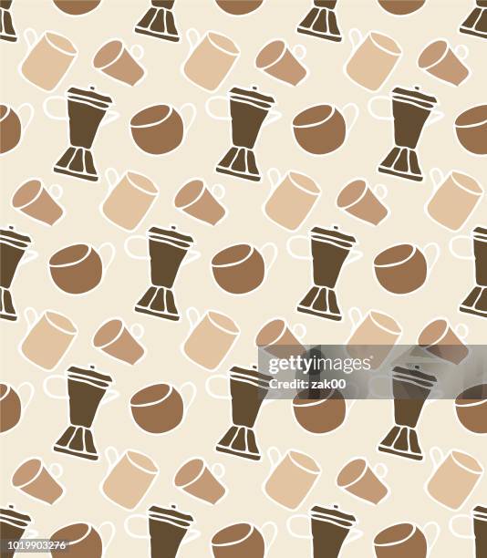 coffee seamless pattern with sketch - coffee beans background stock illustrations