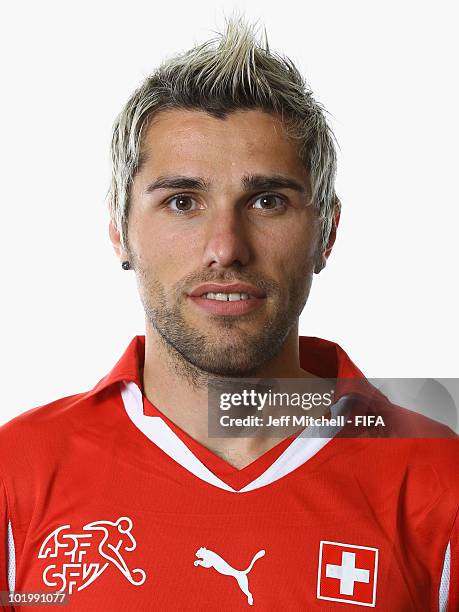 Valon Behrami of Switzerland poses during the official Fifa World Cup 2010 portrait session > on June 11, 2010 in Johannesburg, South Africa.