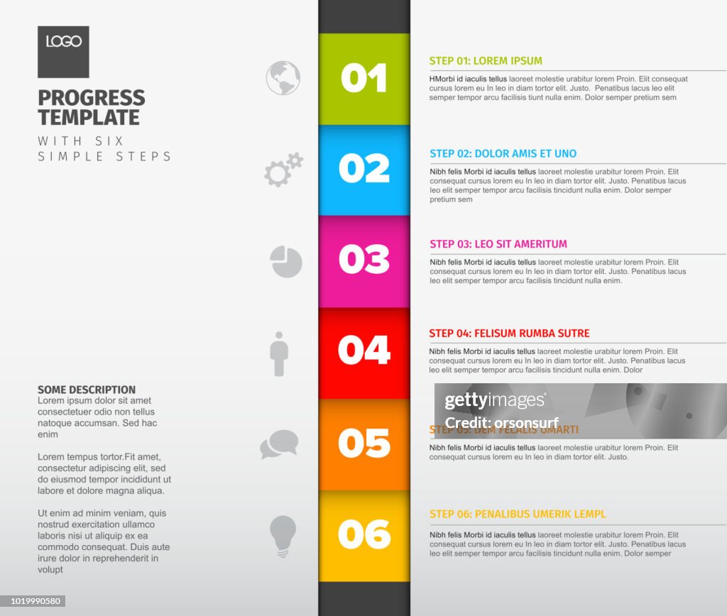 Progress Chart Visual Step Vector Progress Six Steps Template High-Res Vector Graphic - Getty Images