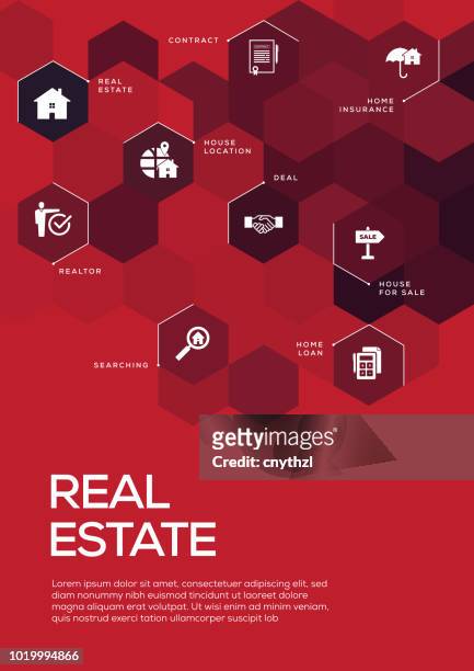 real estate. brochure template layout, cover design - selling books stock illustrations