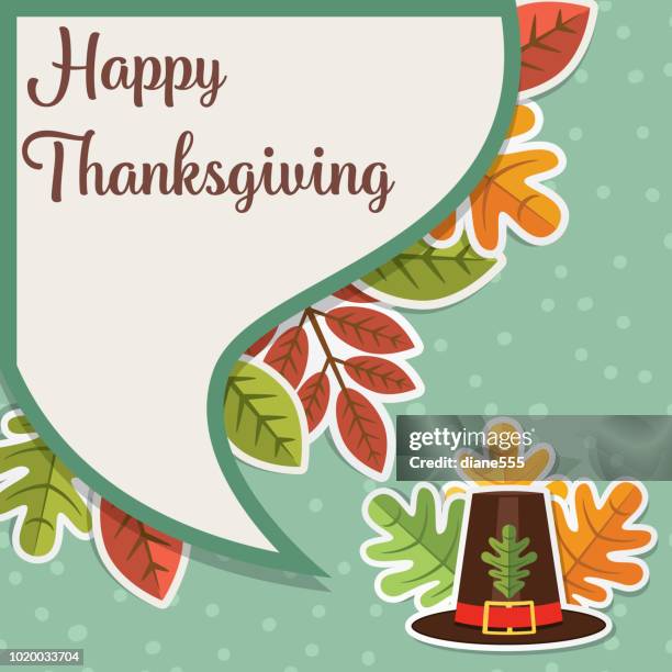 flat design cute autumn background - pilgrim hat stock illustrations