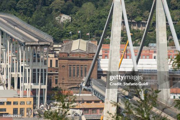 Panoramic view of the Morandi Bridge collapsed on August 14 in Genoa causing the death of 43 people.