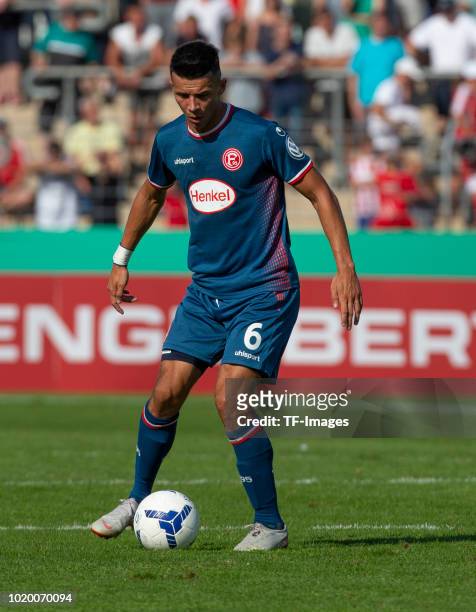 Alfredo Morales of Fortuna Duesseldorf controls the ball during the DFB Cup first round match between TuS RW Koblenz and Fortuna Duesseldorf at...