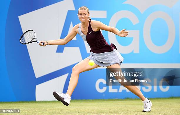 Maria Sharapova of Russia plays a forehand in her match against Alison Riske of USA in the Women's Singles during the AEGON Classic Tennis at the...