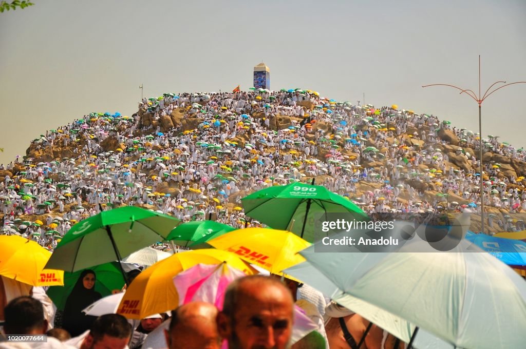 Muslim prospective pilgrims on Mount Arafat