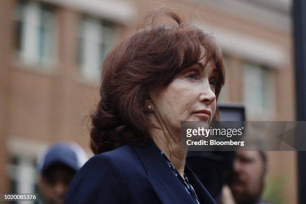 Kathleen Manafort, wife of former Donald Trump campaign manager Paul Manafort, exits District Court in Alexandria, Virginia, U.S., on Monday, Aug....