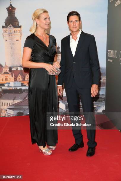 Maria Hoefl-Riesch and husband Manager Marcus Hoefl during the 11th GRK Golf Charity Masters Gala on August 11, 2018 at The Westin Hotel in Leipzig,...
