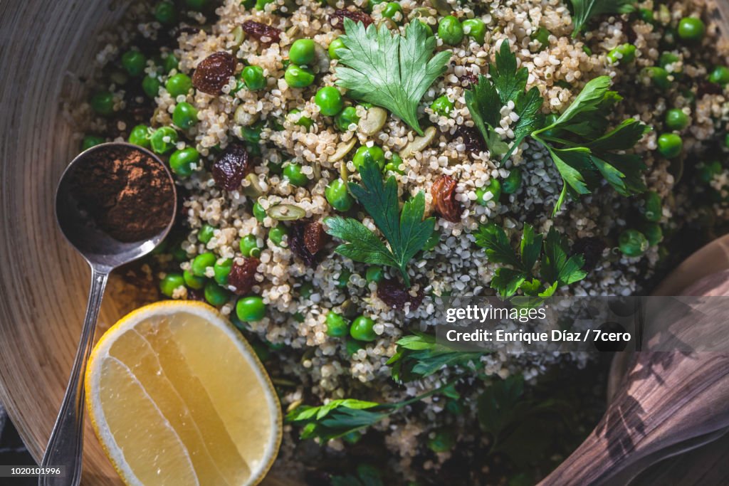 Quinoa Sweet Pea Pilaf Close Up