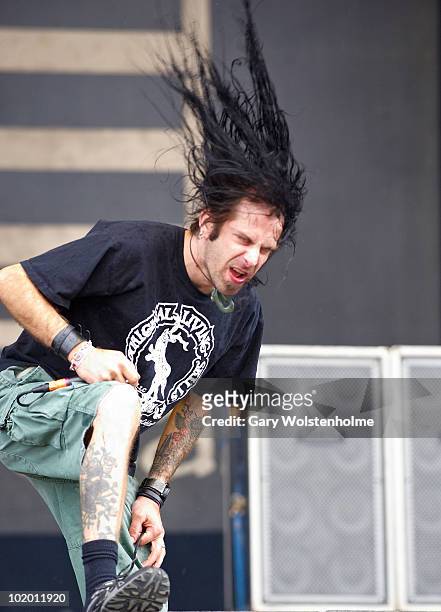Randy Blythe of Lamb of God performs on stage on the second day of Download Festival at Donington Park on June 12, 2010 in Castle Donington, England.