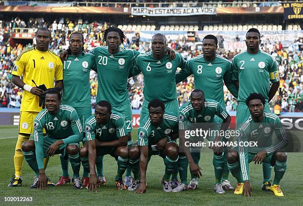 Nigeria's goalkeeper Vincent Enyeama, Nigeria's defender Chidi Odiah, Nigeria's midfielder Dickson Etuhu, Nigeria's defender Daniel Shittu, Nigeria's...