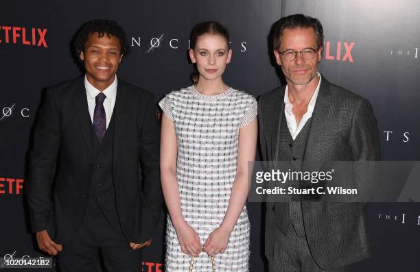Percelle Ascott, Sorcha Groundsell and Guy Pearce attend a special screening of the Netflix show "The Innocents" at the Curzon Mayfair on August 20,...