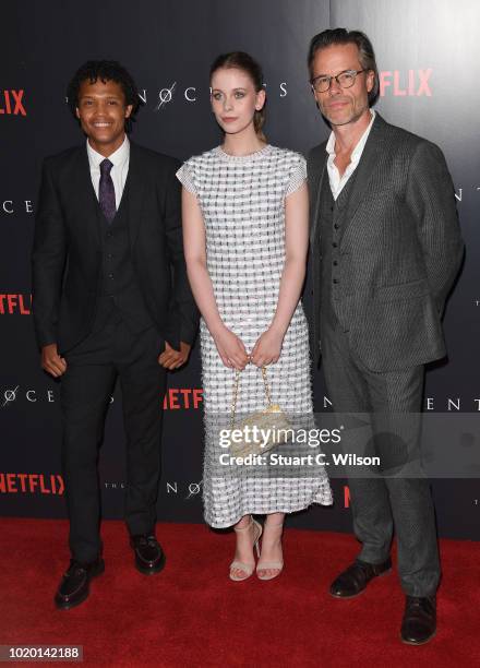 Percelle Ascott, Sorcha Groundsell and Guy Pearce attend a special screening of the Netflix show "The Innocents" at the Curzon Mayfair on August 20,...