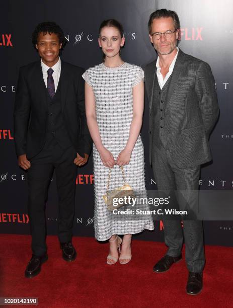 Percelle Ascott, Sorcha Groundsell and Guy Pearce attend a special screening of the Netflix show "The Innocents" at the Curzon Mayfair on August 20,...
