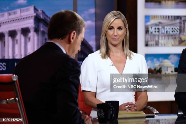 Pictured: Carol Lee, NBC News National Political Reporter, appears on "Meet the Press" in Washington, D.C., Sunday, August 19, 2018.