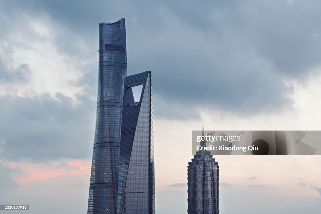 Elevated View Of Shanghai Lujiazui At Dusk