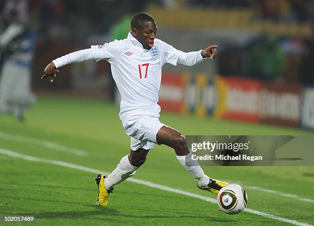 Shaun Wright Phillips of England runs with the ball during the 2010 FIFA World Cup South Africa Group C match between England and USA at the Royal...