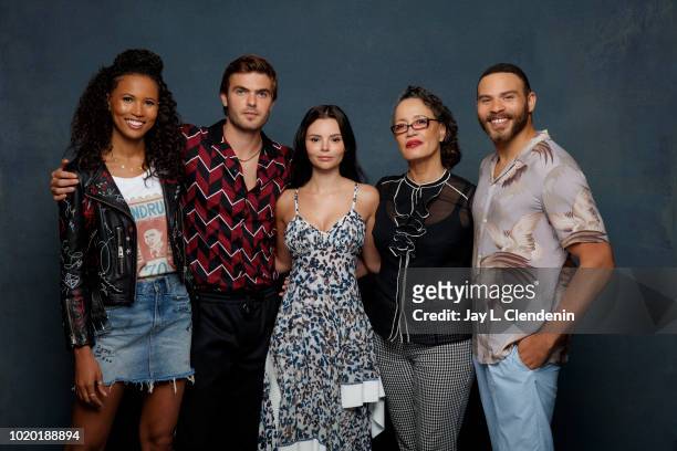 Fola Evans-Akingbola, Alex Roe, Eline Powell, Rena Owen and Ian Verdun from 'Siren' are photographed for Los Angeles Times on July 19, 2018 in San...