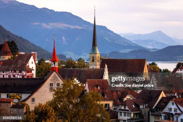 church tower, zug, switzerland - zug stock pictures, royalty-free photos & images