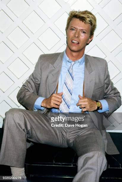 Singer David Bowie attends a press conference at the Savoy Hotel in 1983, London.