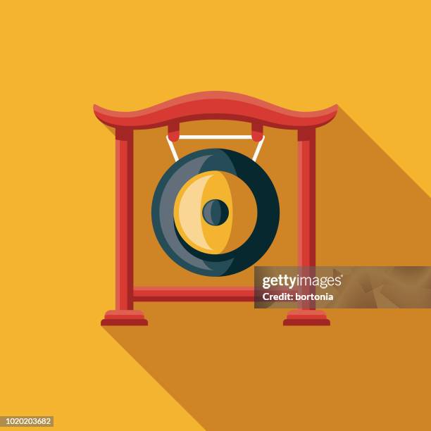 gong flat design china icon - gong stock illustrations