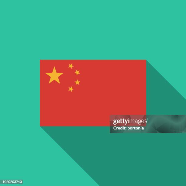 flag flat design china icon - china flag stock illustrations
