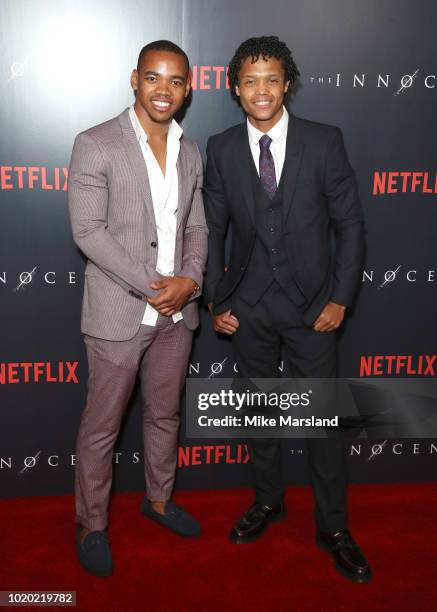 Jovian Wade and Percelle Ascott attend a special screening of the Netflix show "The Innocents" at The Curzon Mayfair on August 20, 2018 in London,...
