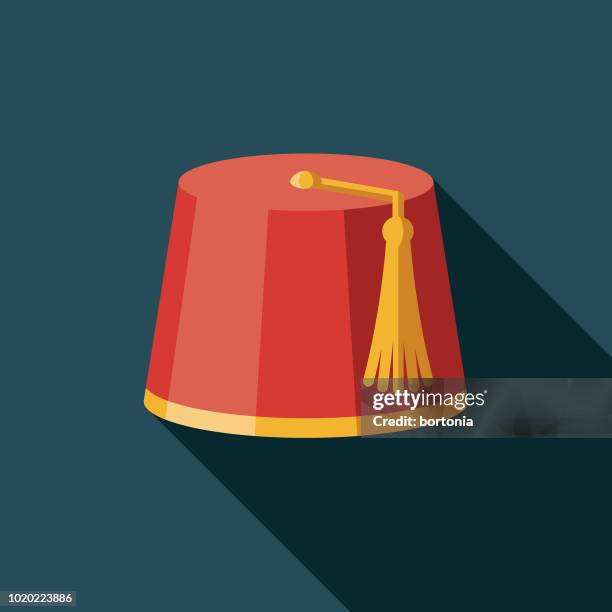 fez flat design turkey icon - fez hat stock illustrations