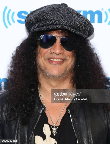 Musician and songwriter Slash visits the SiriusXM Studios on August 20, 2018 in New York City.