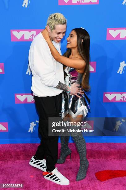 Pete Davison and Ariana Grande attend the 2018 MTV Video Music Awards at Radio City Music Hall on August 20, 2018 in New York City.