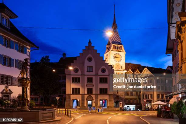 zytturm, clock tower, zug, switzerland - zug stock pictures, royalty-free photos & images