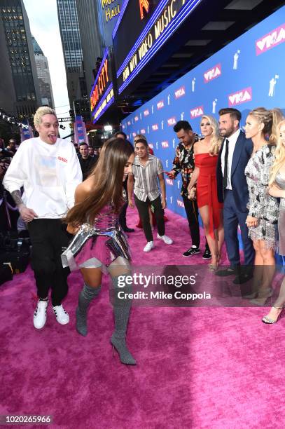 Pete Davidson and Ariana Grande attend the 2018 MTV Video Music Awards at Radio City Music Hall on August 20, 2018 in New York City.