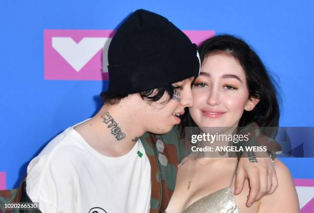 Rapper Lil Xan and US actress Noah Cyrus attend the 2018 MTV Video Music Awards at Radio City Music Hall on August 20, 2018 in New York City.