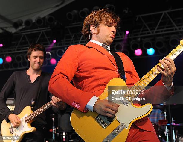 Damian Kulash and Andy Ross of OK GO perform during day 2 of the Bonnaroo Music and Arts Festival at the Bonnaroo Festival Grounds on June 11, 2010...