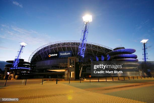 An exterior view of Telstra Stadium at Sydney Olympic Park on November 8, 2007 in Sydney, Australia.