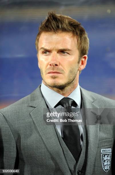 David Beckham of England before the start of the 2010 FIFA World Cup South Africa Group C match between England and USA at the Royal Bafokeng Stadium...