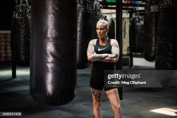 Australian UFC veteran and bare knuckle fighter Bec Rawlings poses for portraits at City of Angels Boxing Club on August 16, 2018 in Los Angeles,...